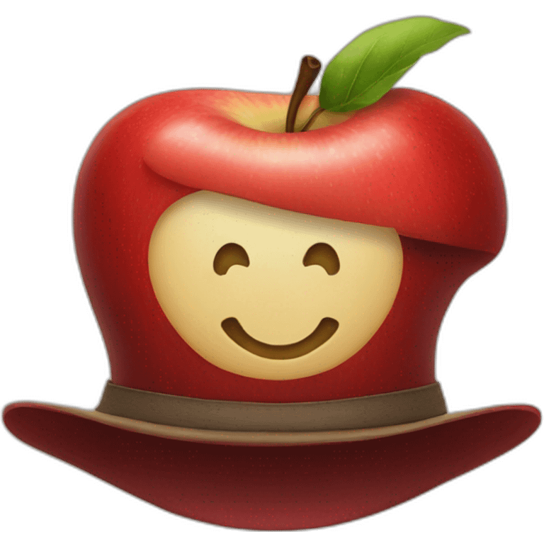 Apple with hat emoji