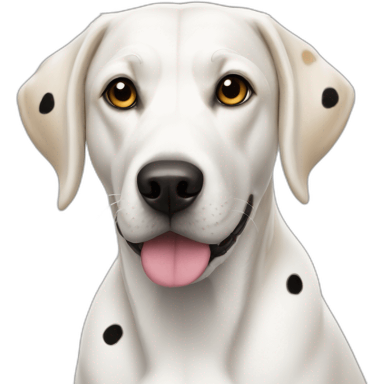 White beagle lab mix with black spots emoji