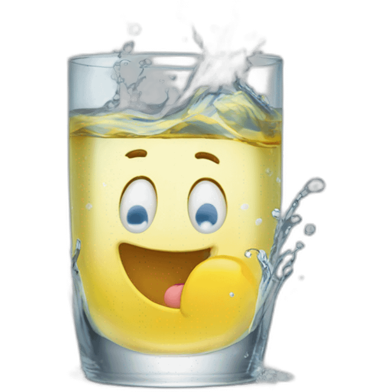 Sparkling splashing clear water in a clear glass  emoji