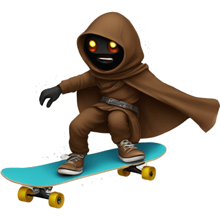 Jawa doing a kick flip on a skateboard emoji