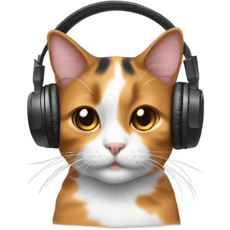 calico cat with headphones emoji