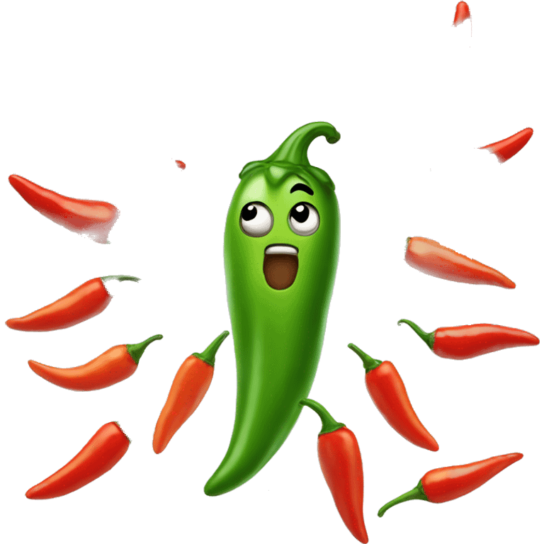 hot pepper emoji with flapping wings emoji