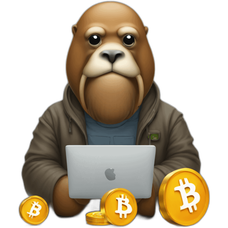 walrus programmer with bitcoin emoji