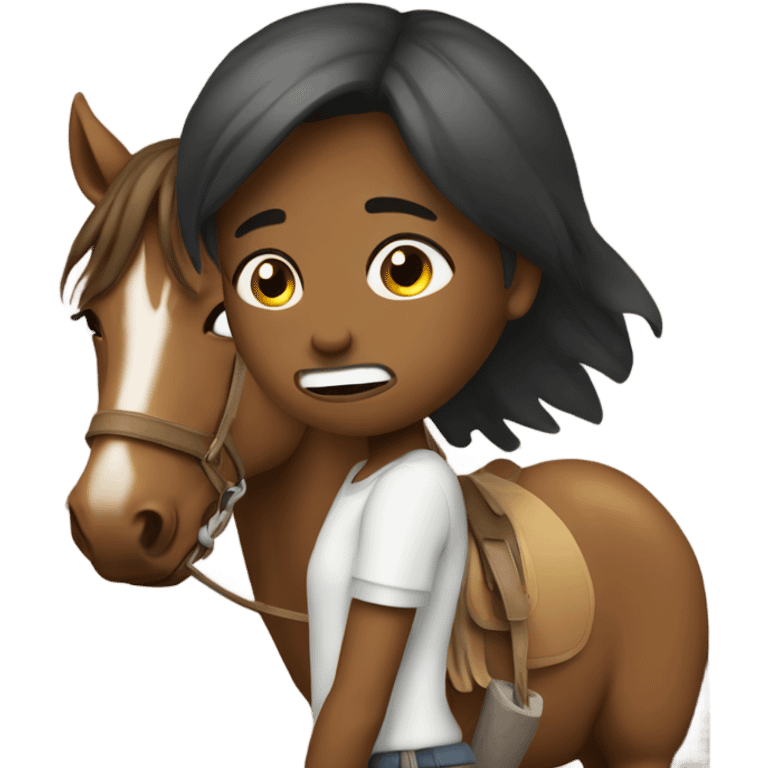 Girl on horse crying emoji