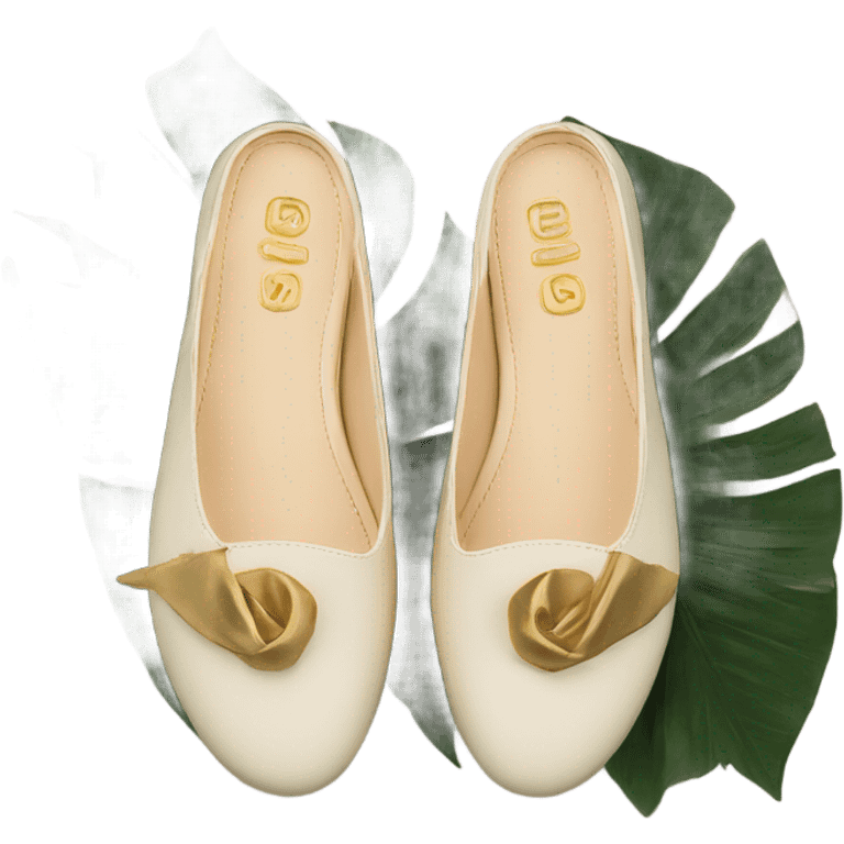 Cream color slide flats gold  emoji