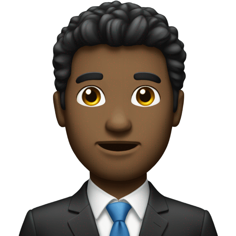 businessman black fluffy straight hair emoji