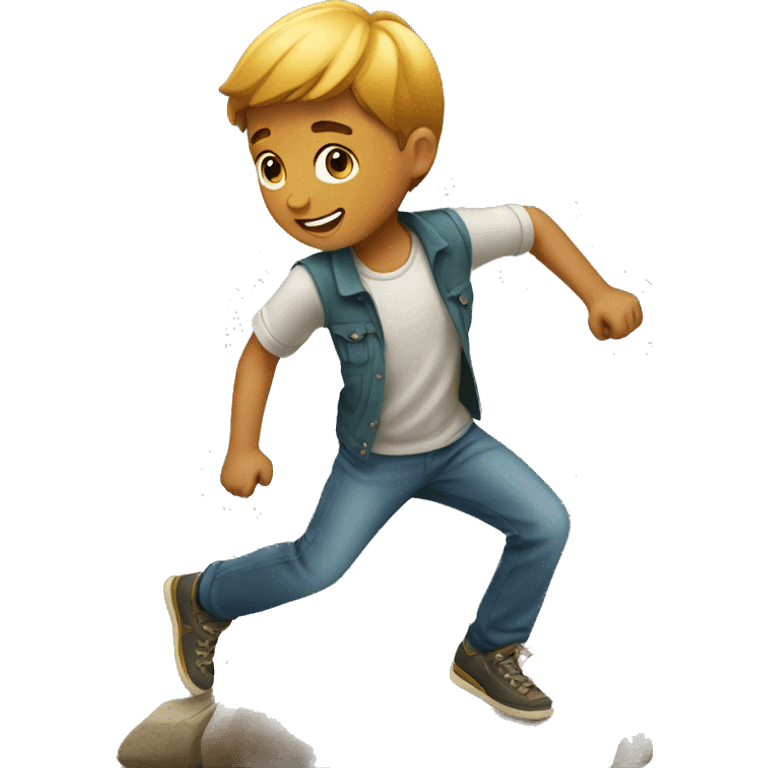 A boy skipping a rock emoji