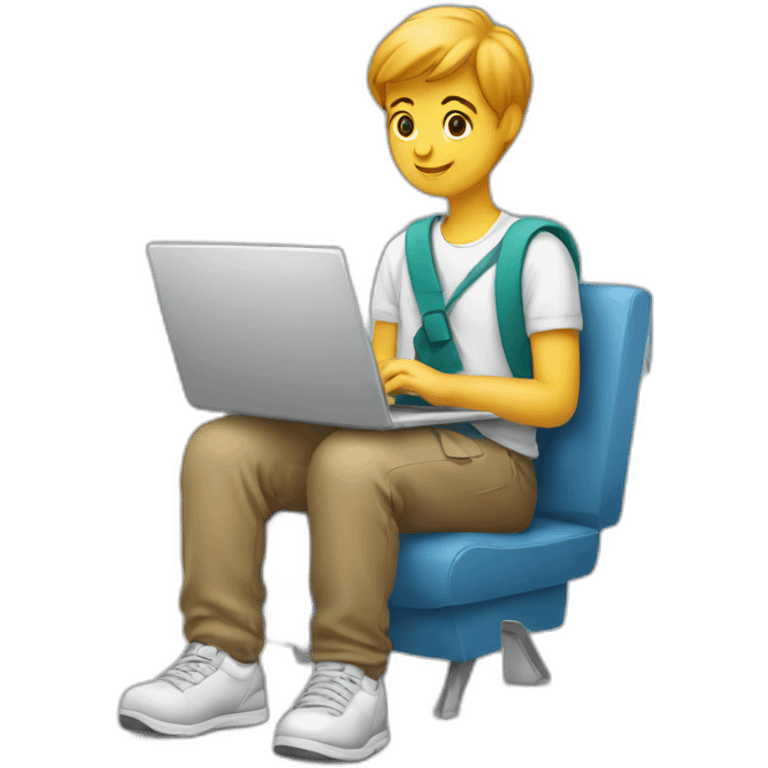 student with a laptop taking the first step in learning emoji