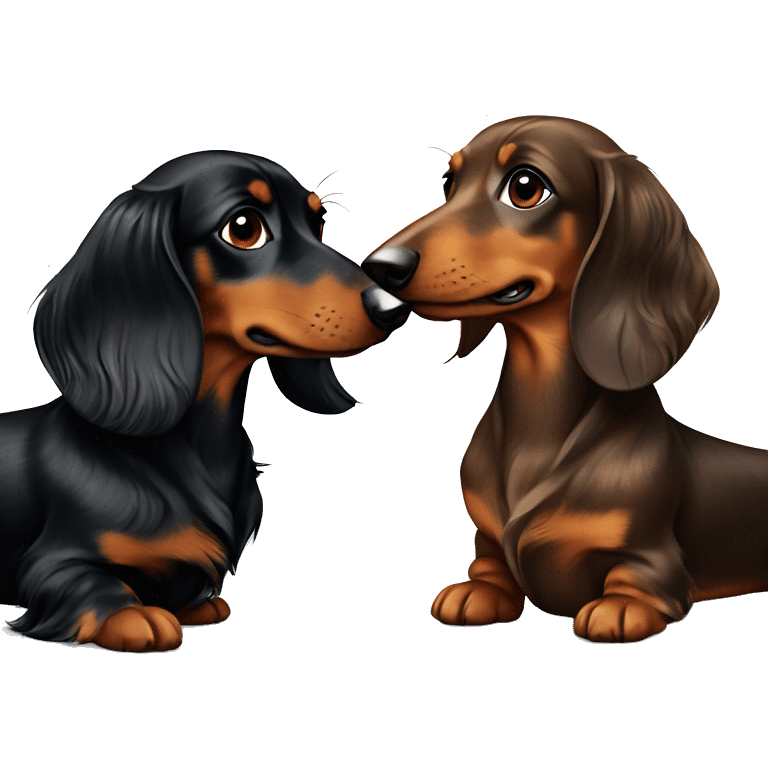 Two black long hair dachshunds together  emoji