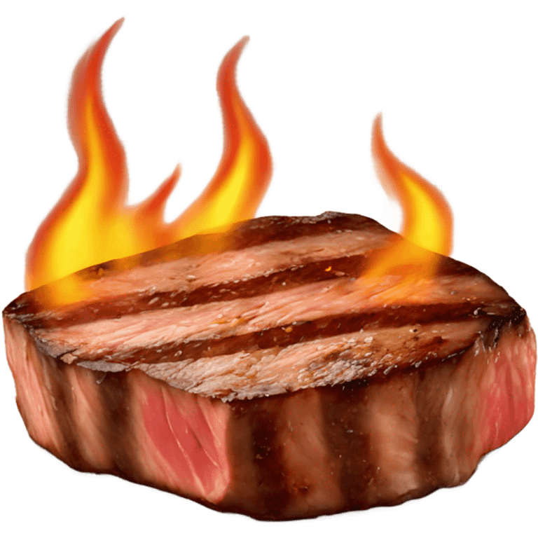 Steak on fire emoji