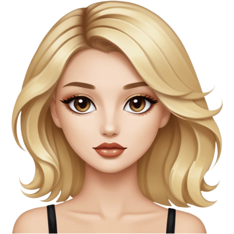 Blonde balayage model, luxury makeup  emoji