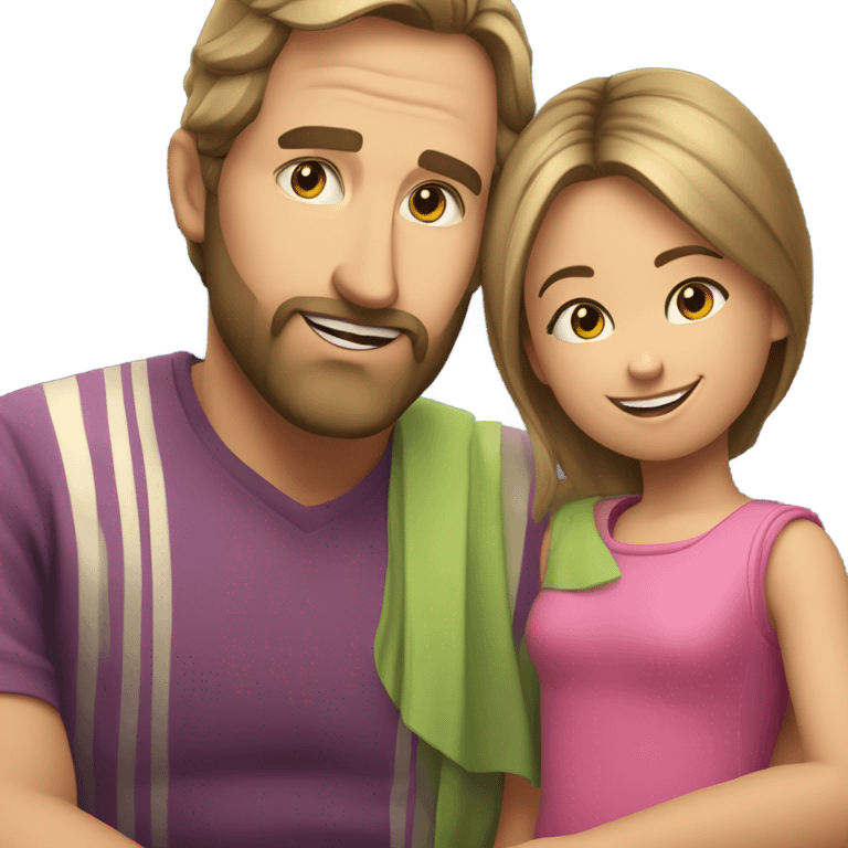 man and young daughter - caucasian race emoji