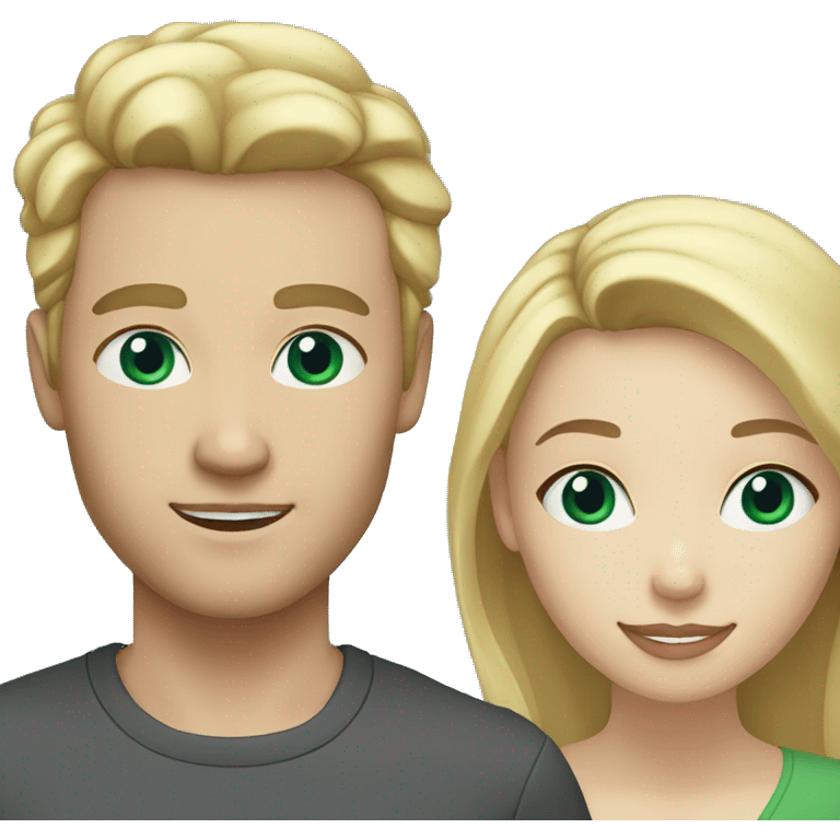 Woman with white skin, blonde hair and green eyes and man with light skin, blue eyes and blonde hair  emoji