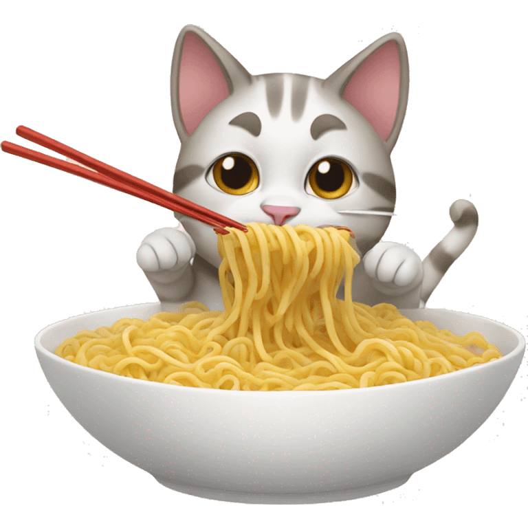 Cat eating noodles  emoji