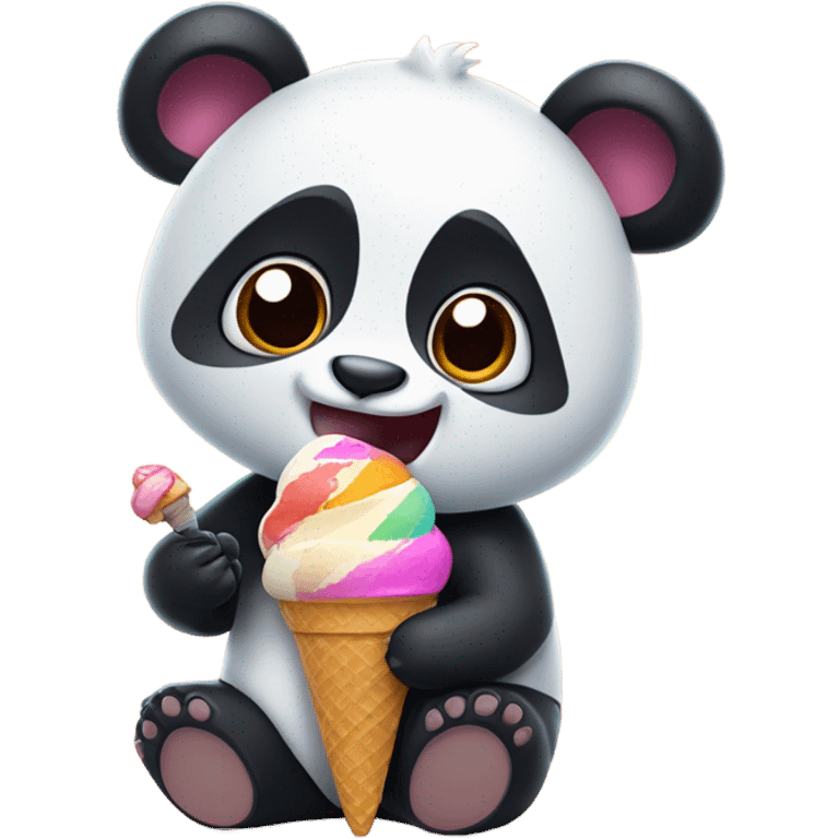 Panda eating ice cream emoji