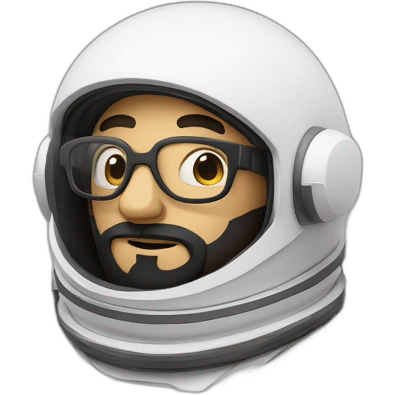 posing caucasian astronaut with black beard and white glasses emoji