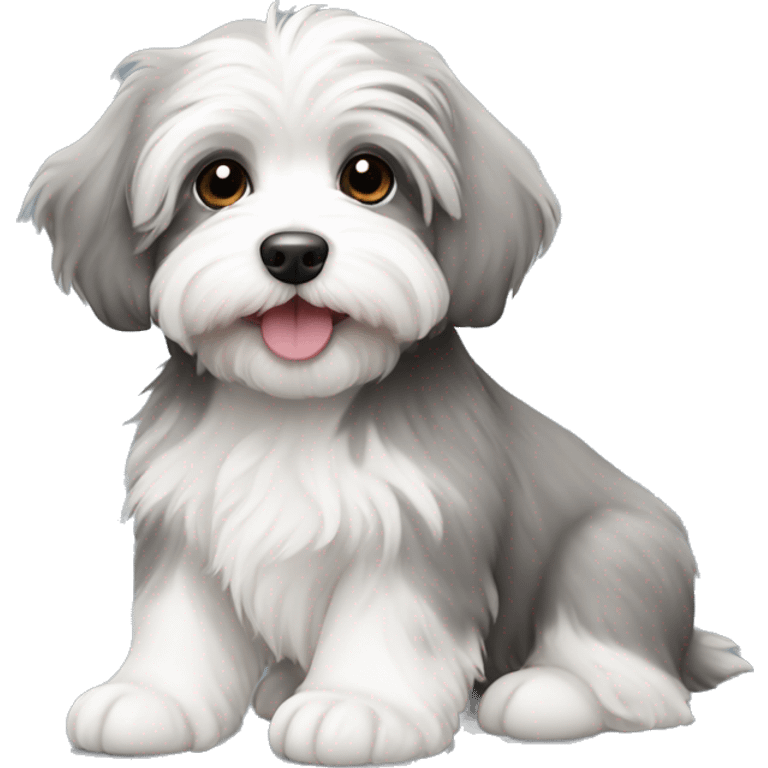 Grey and white havanese puppy emoji