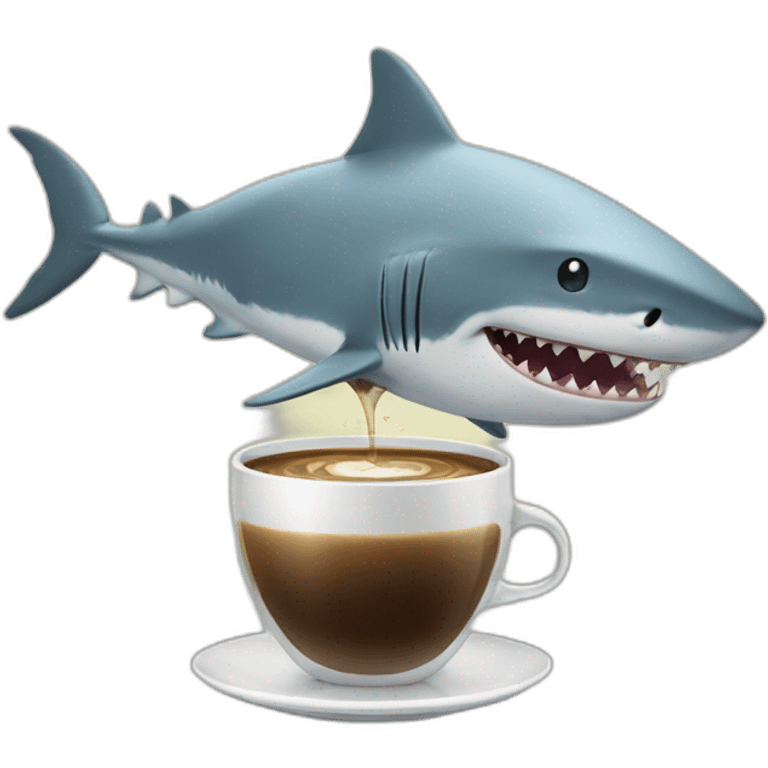 shark drinking coffee emoji