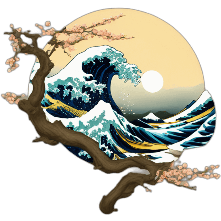 Hokusai in the style of Salvador Dali emoji