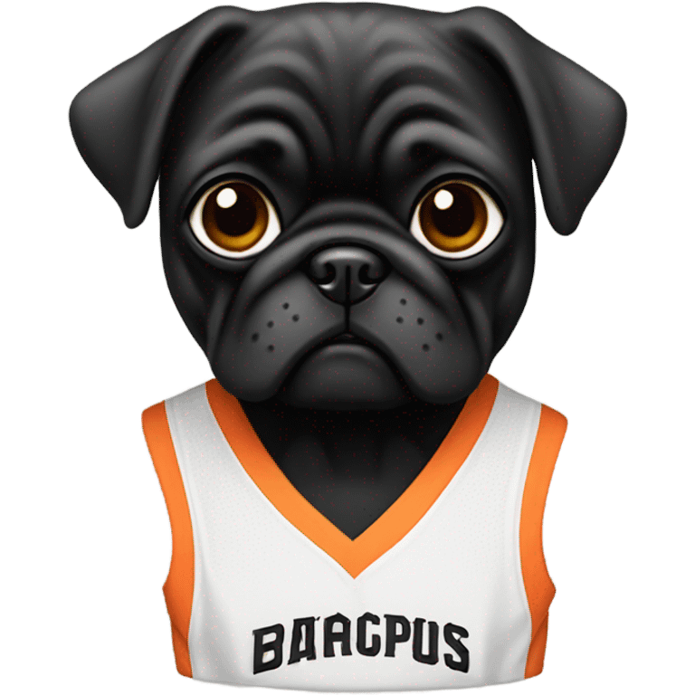 Black pug in a San Francisco basketball uniform emoji