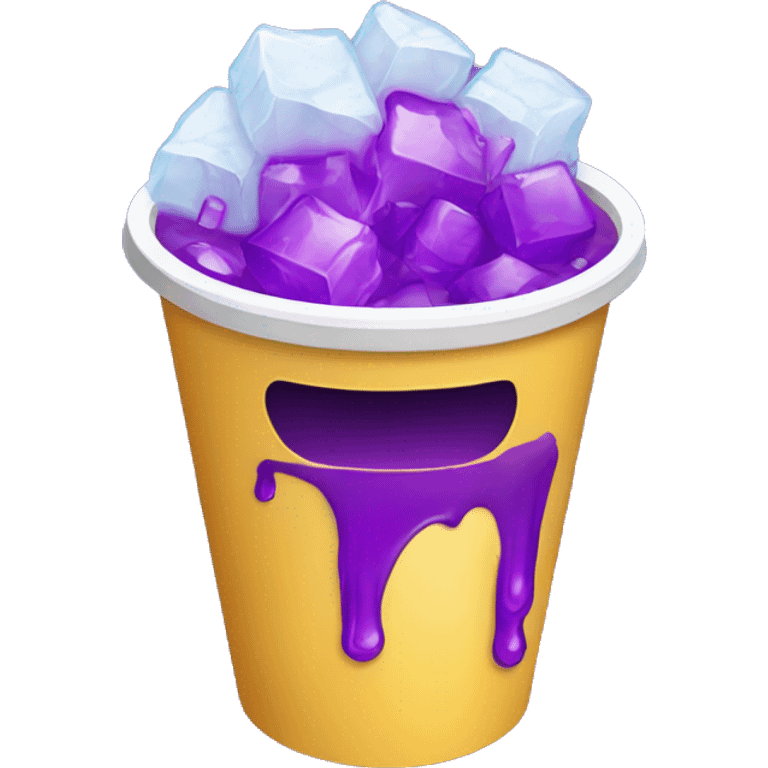 double styrofoam cup filled with purple ooze and ice cubes emoji