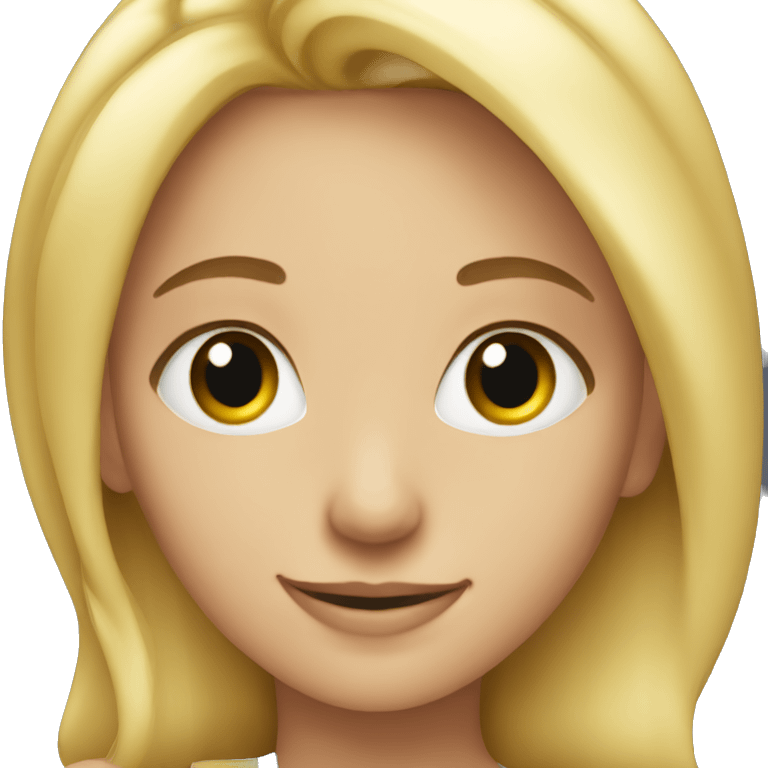 blonde girl with a smile emoji