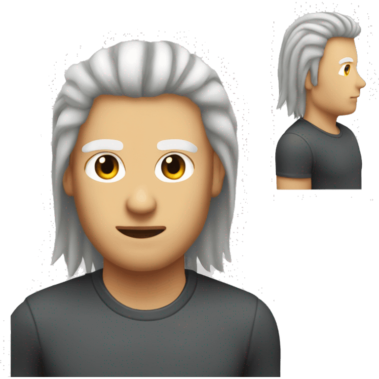 guy with huge white and black mullet and o'clock shadow  emoji