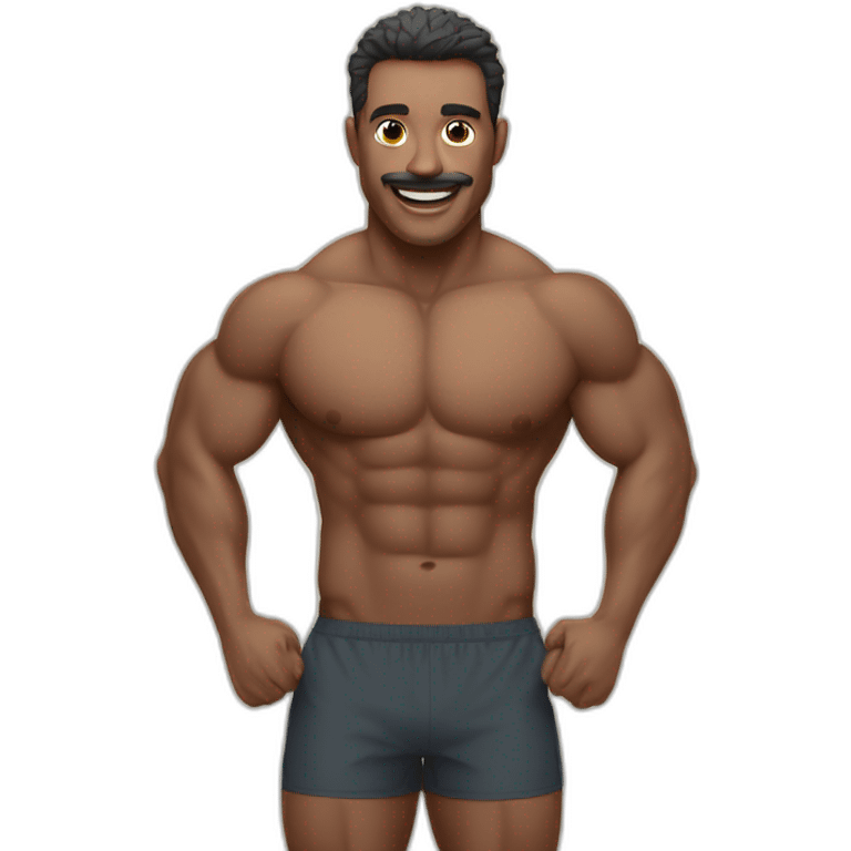 hombre con buen fisico entrenando en el gimnasio emoji