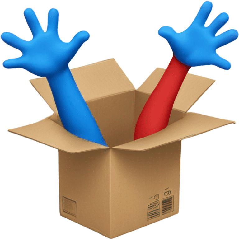 Box with blue a red hands emoji