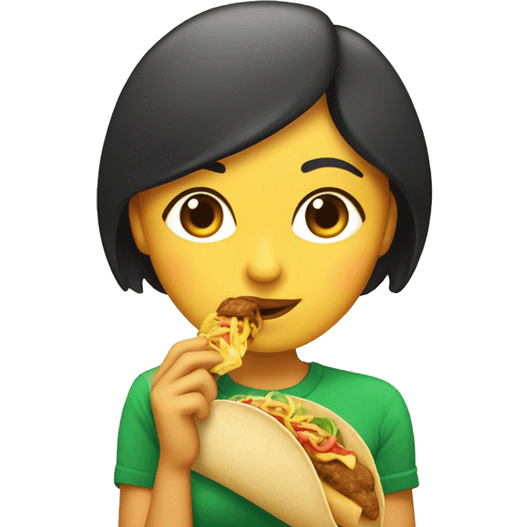 chica linda mexicana comiendo un taco con una estrella emoji