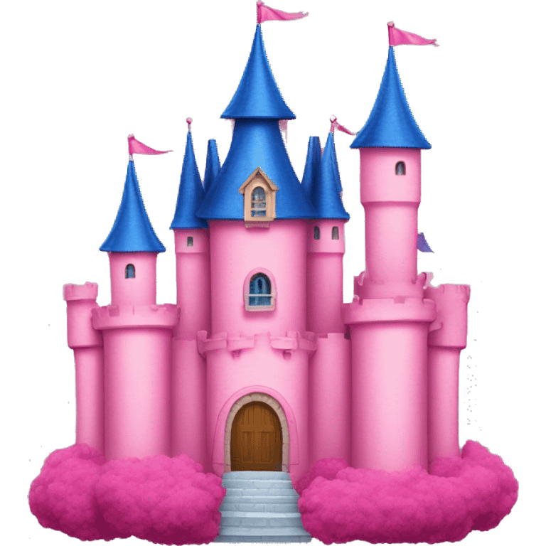 Pink fairytale castle with blue roof emoji