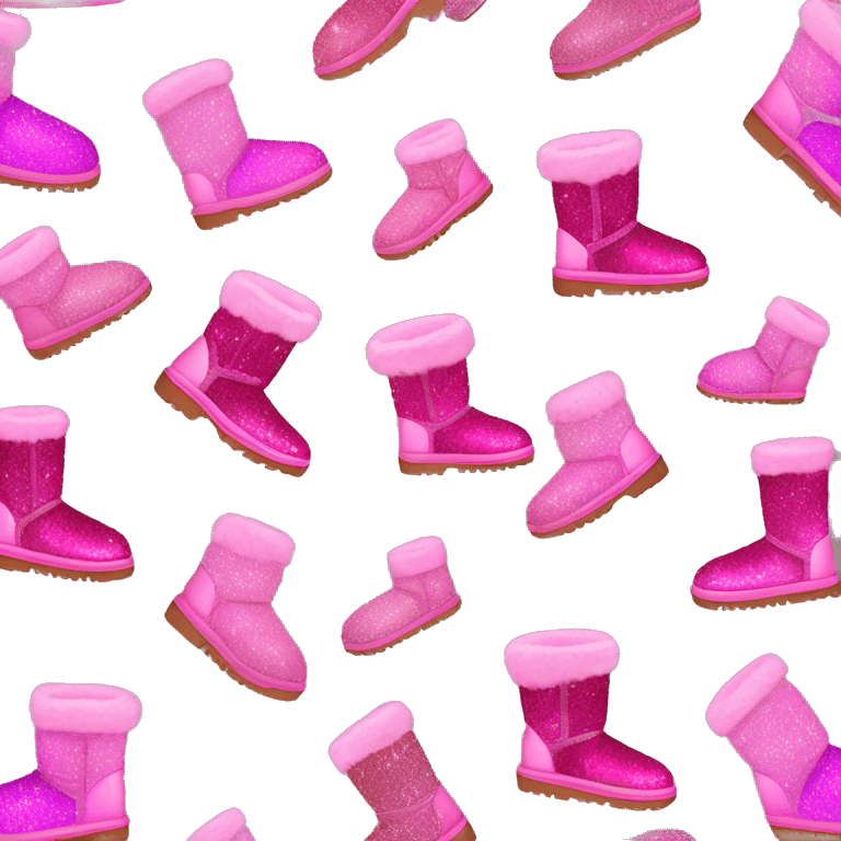 Ombre Pink Ugg Boots with Pink Fur and Glitter emoji