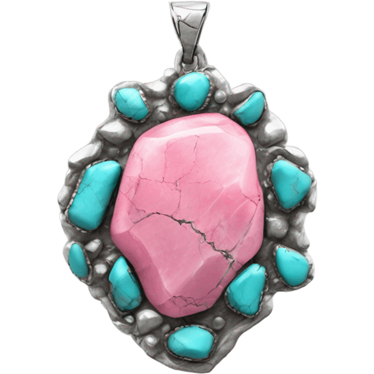 Realistic isolated cracked pink stoned western turquoise jewelry.  emoji