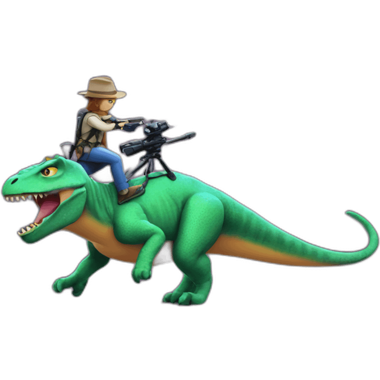 cat riding a dinosaur shooting lasers emoji