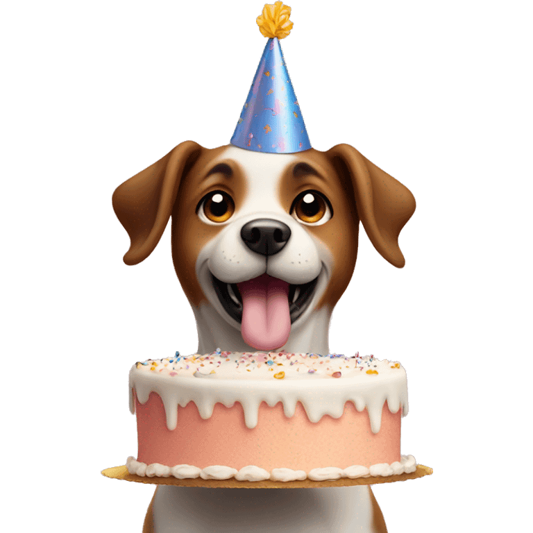 dog behind a birthday cake emoji