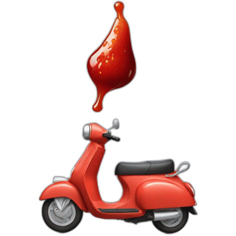 Scooter with ketchup emoji