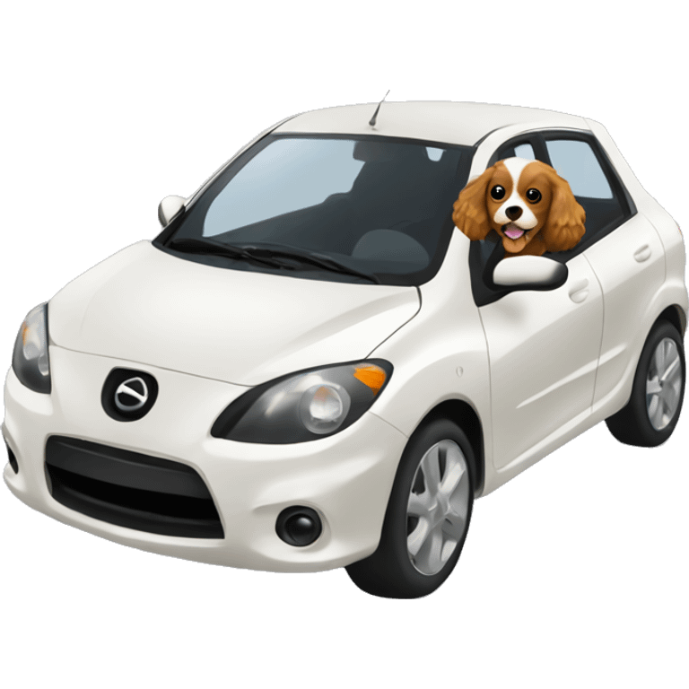 Light Cocker Spaniel driving a Black Mazda 2 emoji