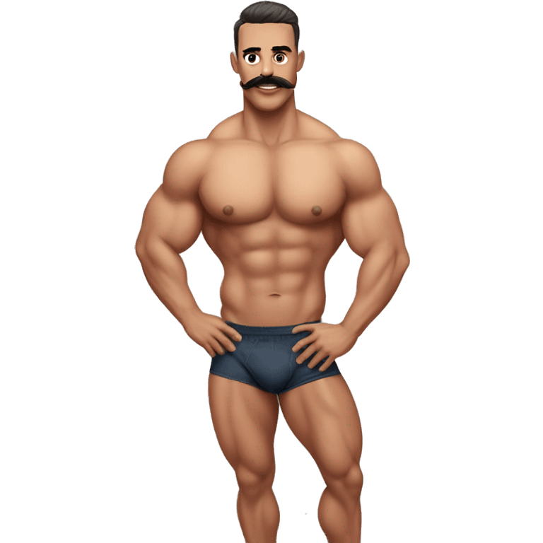 gay bodybuilder with mustache in jock underwear realistic emoji