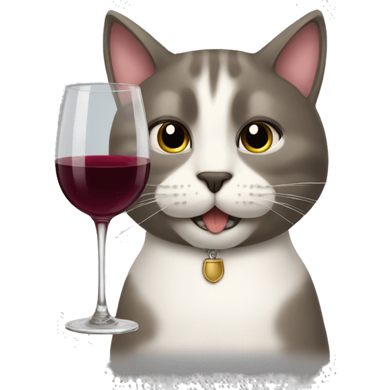 Cat with a mustache drinking wine  emoji