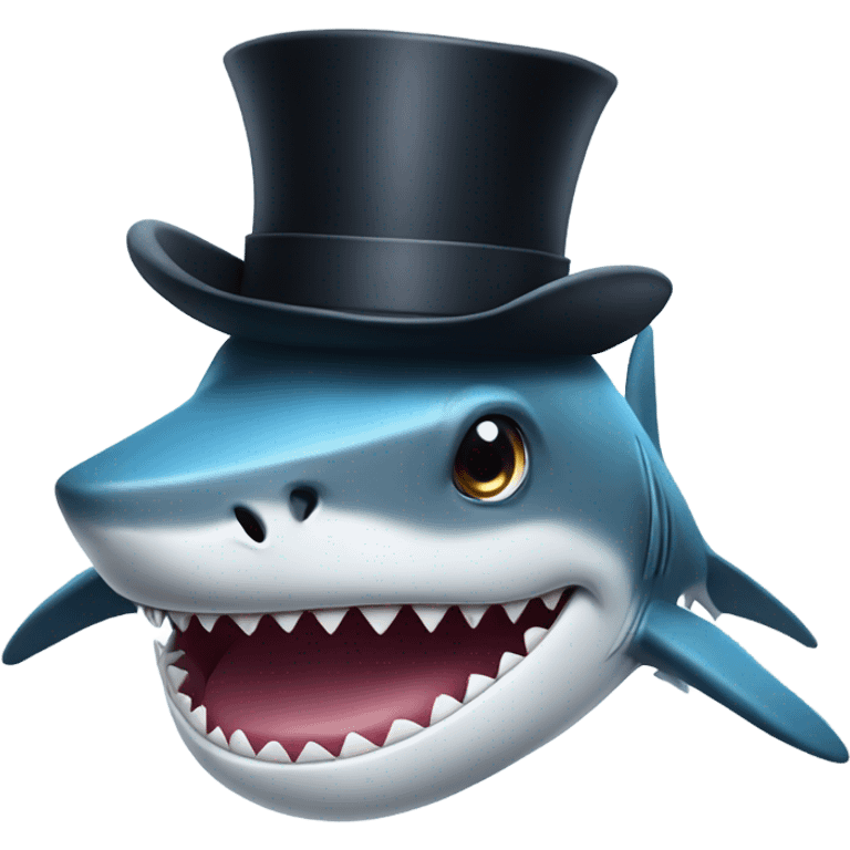 Shark with a top hat emoji