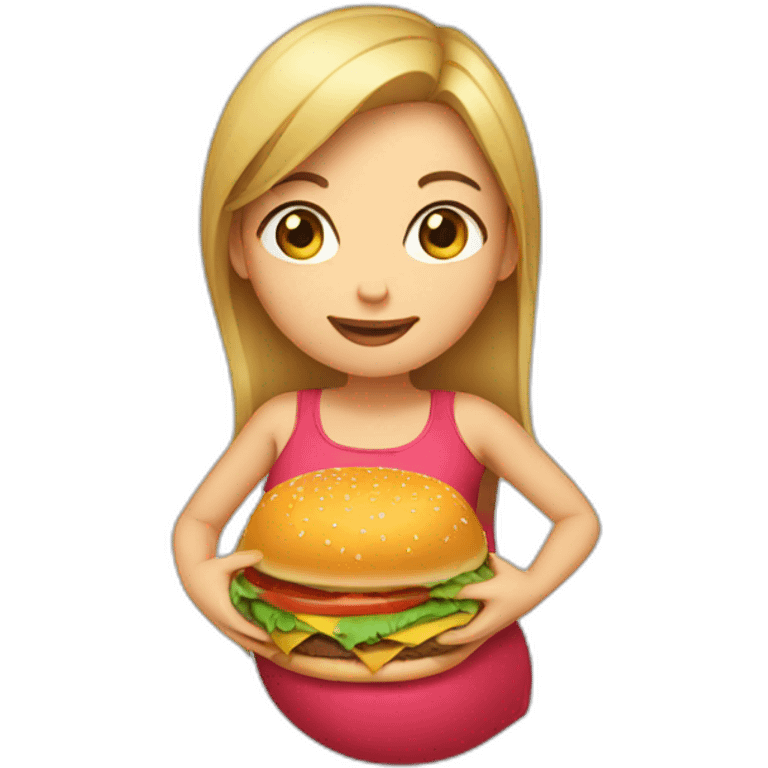 Girl pregnant with a burger emoji