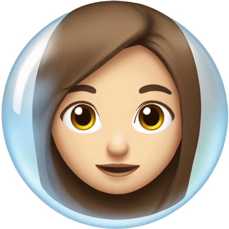 Girl with long brown hair and crystal ball emoji