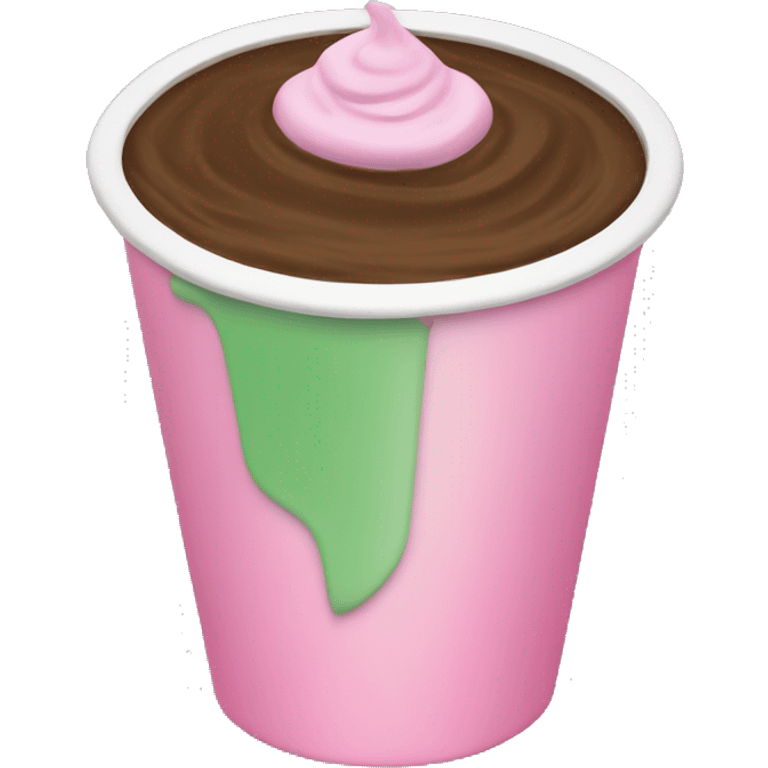 normal Large cup, pink drink, green mocha foam on top  emoji