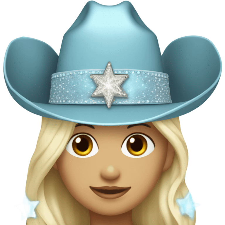 light blue cowgirl hat with sparkles without a person wearing it  emoji