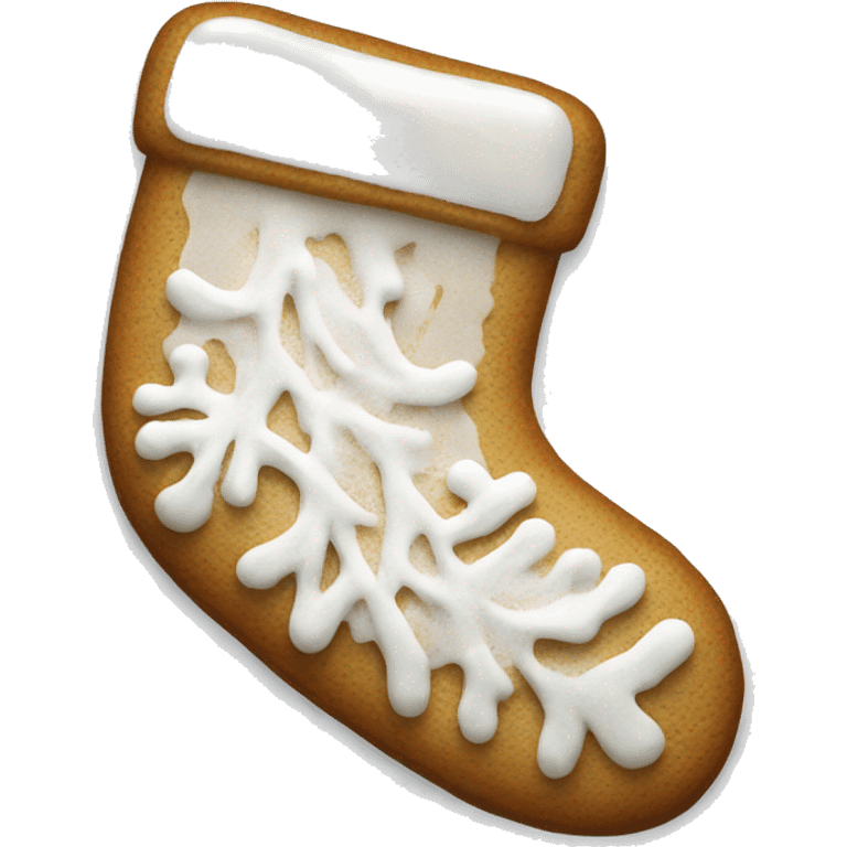 frosted gingerbread cookie shaped like a sock emoji