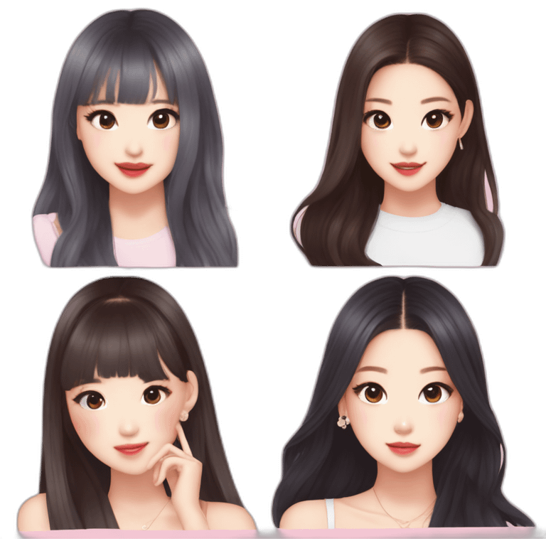 blackpink-lisa-rosé-jennie-jisoo-four asian girls-cute-kpop emoji