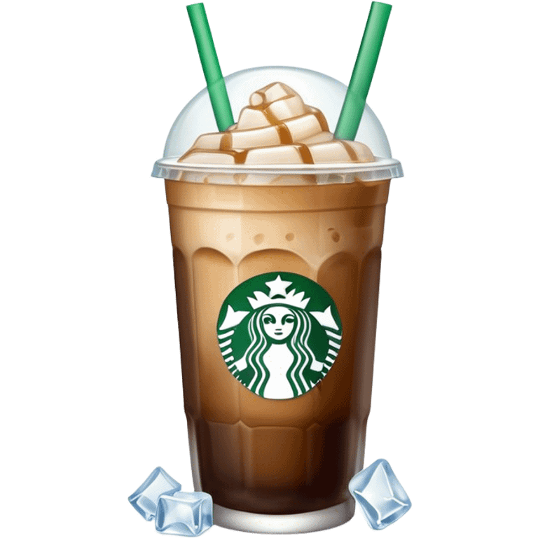 Starbuck ice coffee with ice cubes emoji