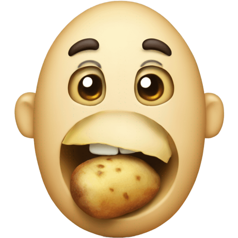 john pork eating a potato with a top emoji