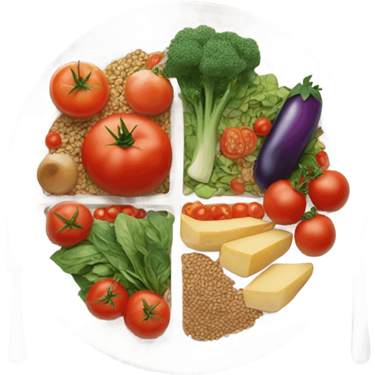 plate of healthy food with tomatoes emoji