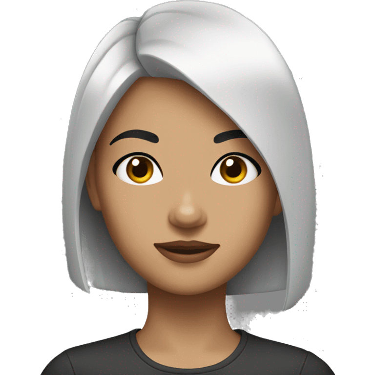 girl with black hair and eyebrow cut emoji